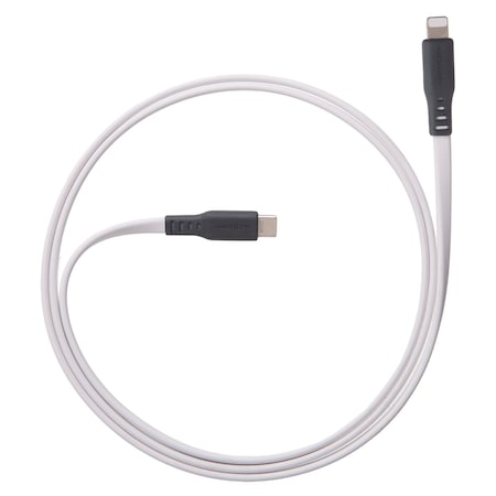 Ventev Flat Usb C To Apple Lightning High Speed Tangle-free Cable 3.3ft, White FC3-WHTBX-266509